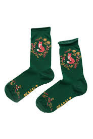 Seasalt Cornwall - Women's Arty Socks - Fox Wreath Evergreen
