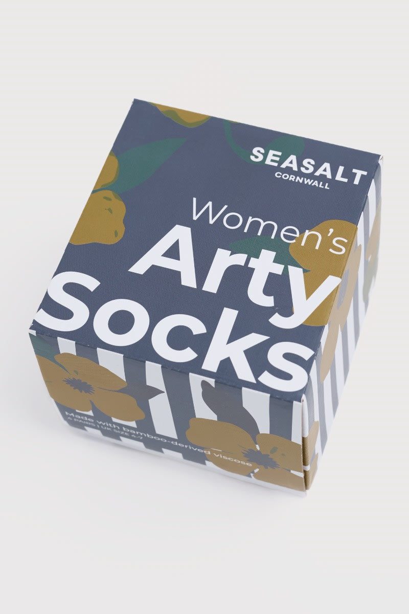Seasalt Cornwall - Gift Box of 4 Women's Floral Arty Socks  – Astrantia Mix
