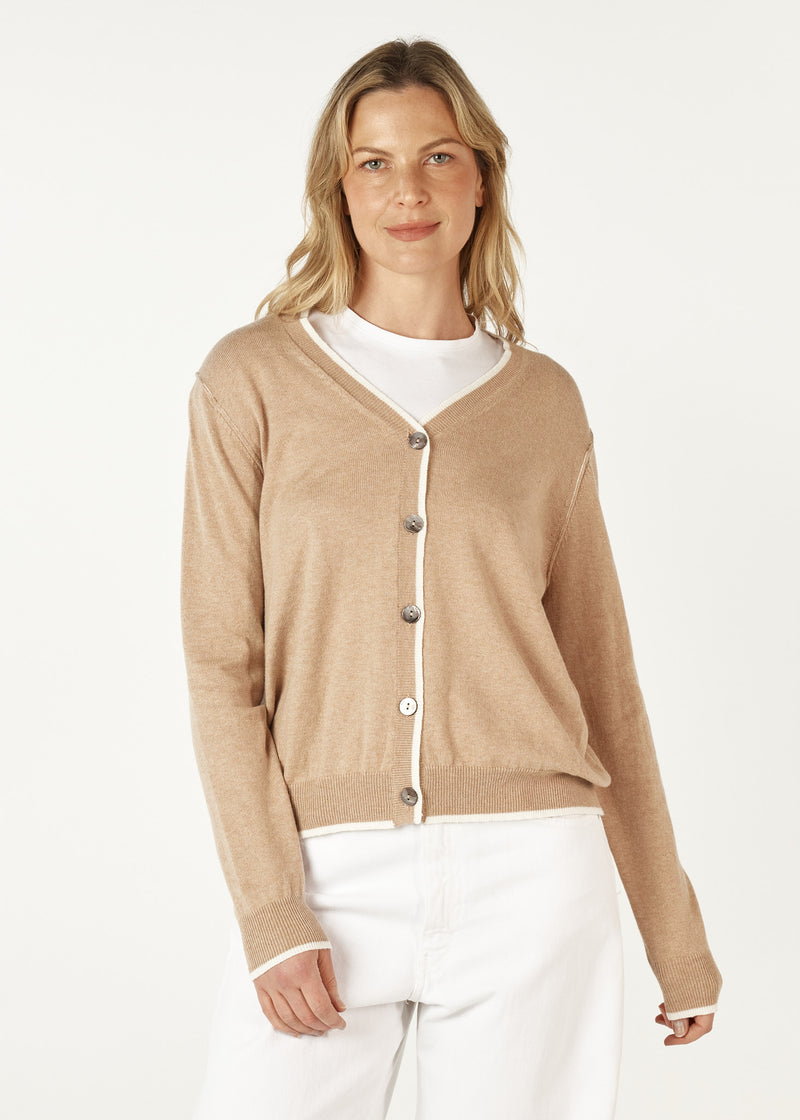 Z&P Essential V Neck Cardi - Biscuit