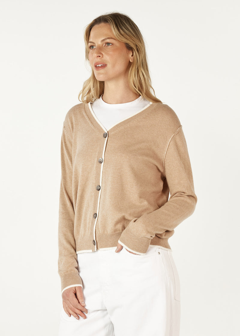 Z&P Essential V Neck Cardi - Biscuit