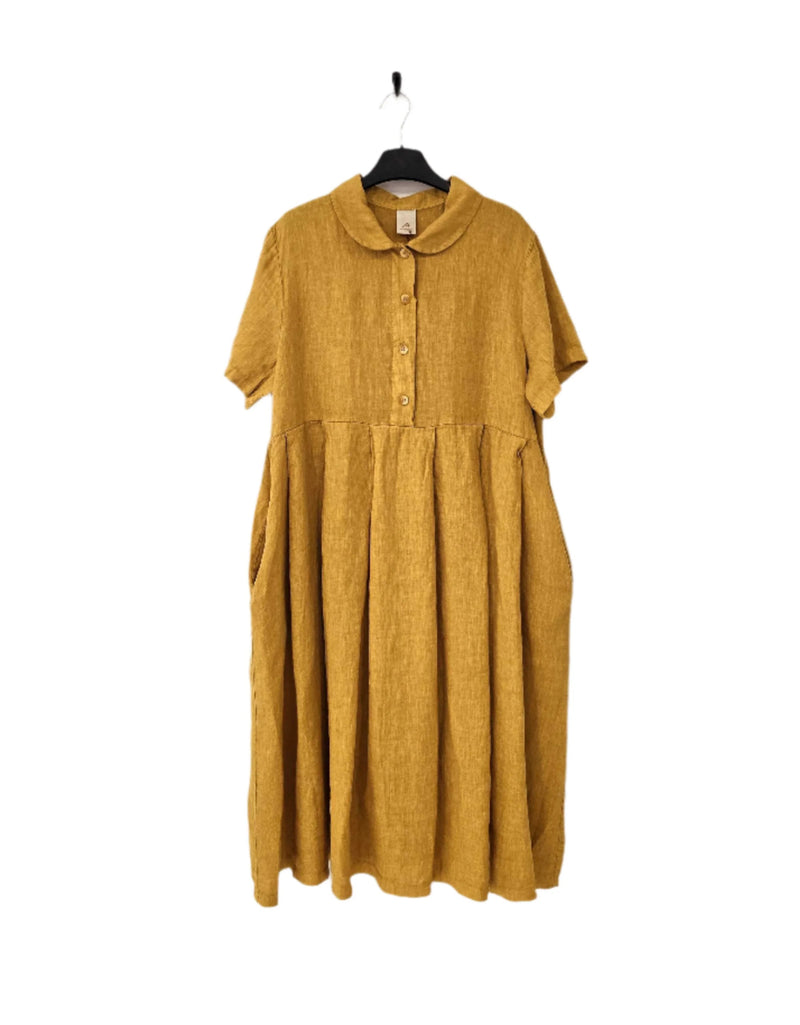 Montaigne ‘Vianne’ Linen Dress Pleats And Side Pockets - Various Colours