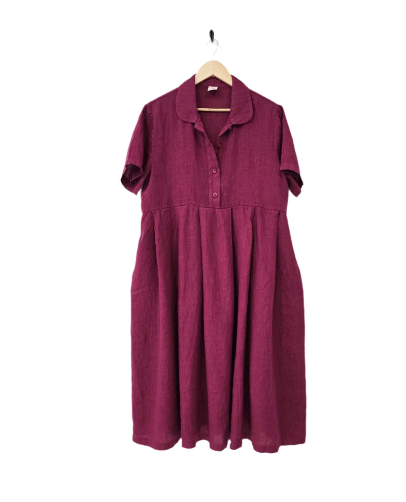 Montaigne ‘Vianne’ Linen Dress Pleats And Side Pockets - Various Colours