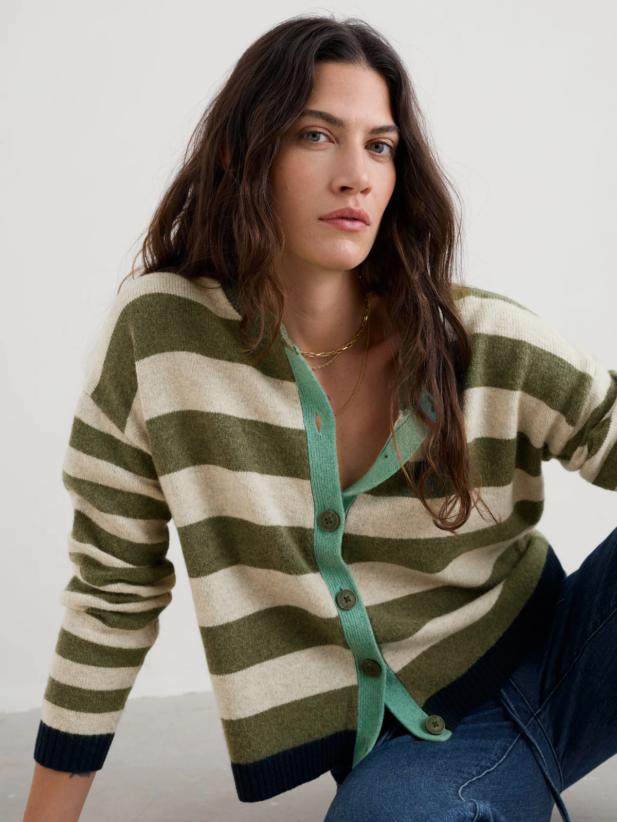 Seasalt Cornwall - Pinwell Cardigan - Bright Shape Light Olive Mix