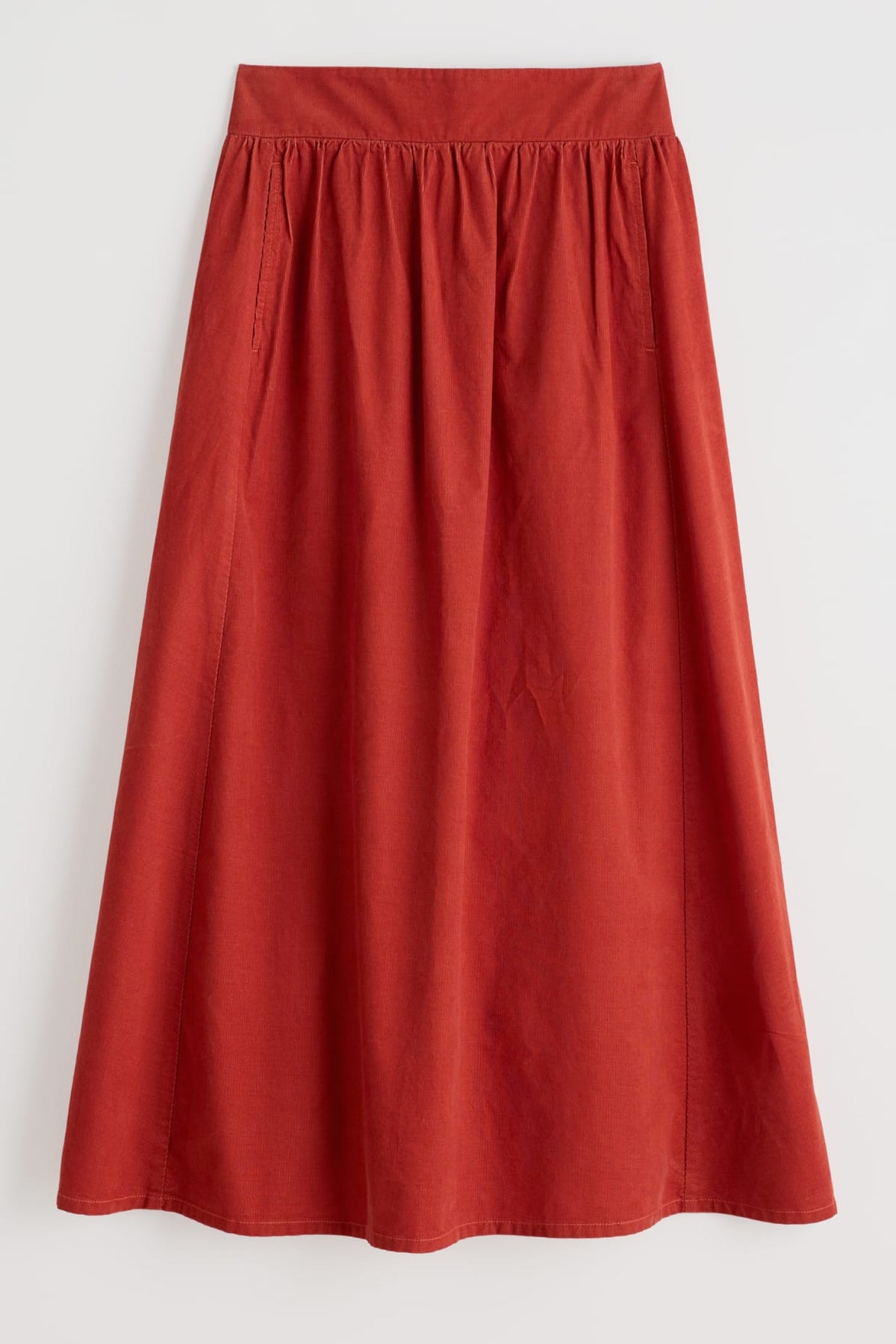 Seasalt Cornwall - Mevagissey Midi Skirt in Organic Cotton - Dark Cinnamon