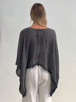 Rustic ‘Alice’ Fringed Poncho Top - Black & White Wovens