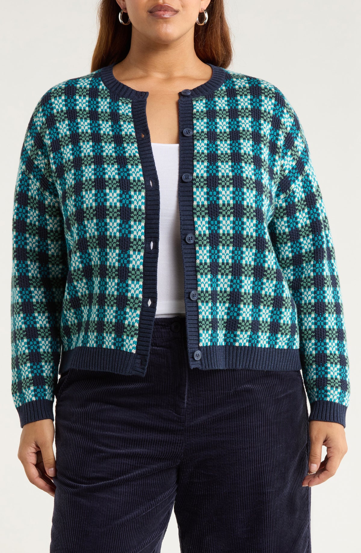 Seasalt Cornwall - Kensa Organic Cotton Checked Cardigan  - Circlet Maritime Emulsion