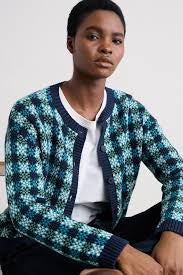 Seasalt Cornwall - Kensa Organic Cotton Checked Cardigan  - Circlet Maritime Emulsion