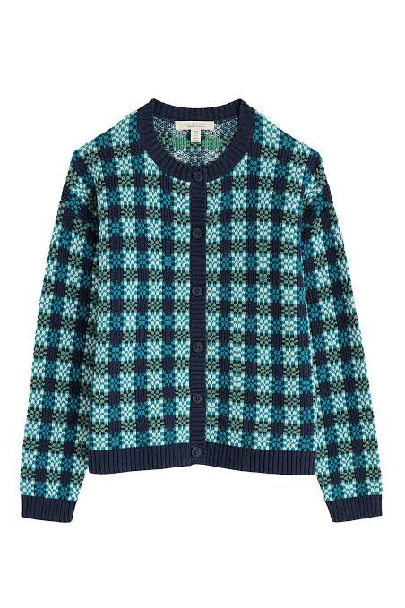 Seasalt Cornwall - Kensa Organic Cotton Checked Cardigan  - Circlet Maritime Emulsion
