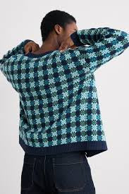 Seasalt Cornwall - Kensa Organic Cotton Checked Cardigan  - Circlet Maritime Emulsion