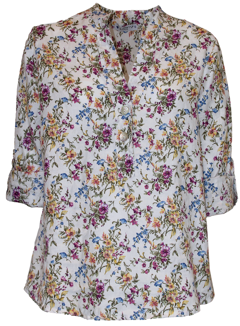 Blueberry Italia ‘Floral ‘Henley’ Shirt - Various Colours