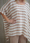 Rustic ‘Luna’ Oversized Top - Antique Rust with White Stripes