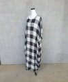 Frederic ‘Arowana’ Large Check Italian Linen Dress With Short Sleeves - Natural