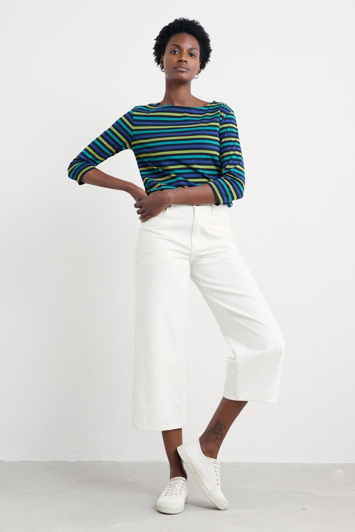 Seasalt Cornwall - Sailor Top in GOTS-Certified Organic Cotton Jersey - Tri Mini Cornish Emulsion - LAST - Size 8