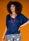 Donna Donna ‘Soho Park’ Italian Satin Top - Blue