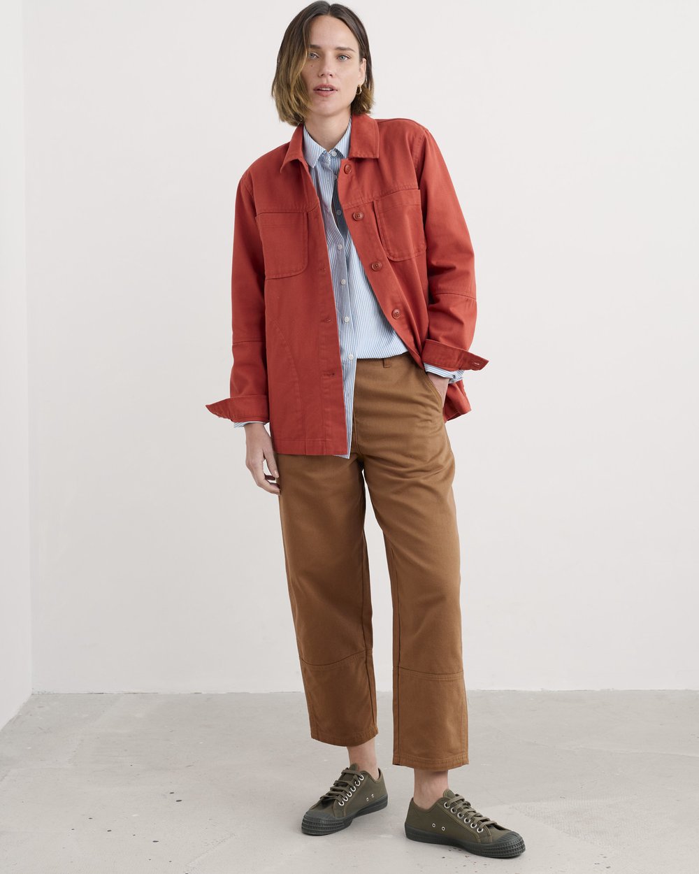 Seasalt Cornwall - Painted Forms Organic Cotton Tapered Trousers - Dark Flax