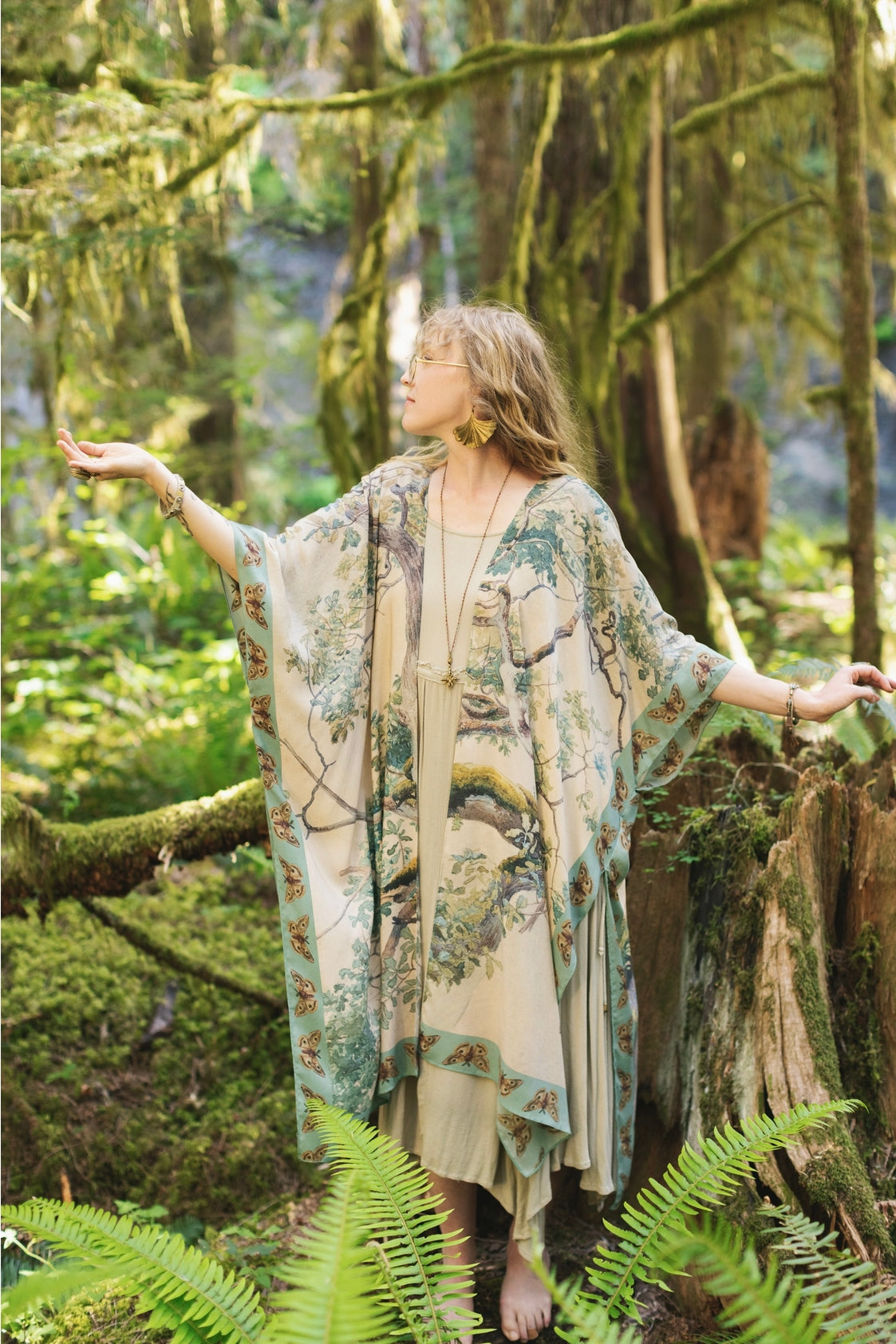 Market Of Stars - ‘Earth and Sky’ Bohemian Goddess Starduster Kimono W/Trees