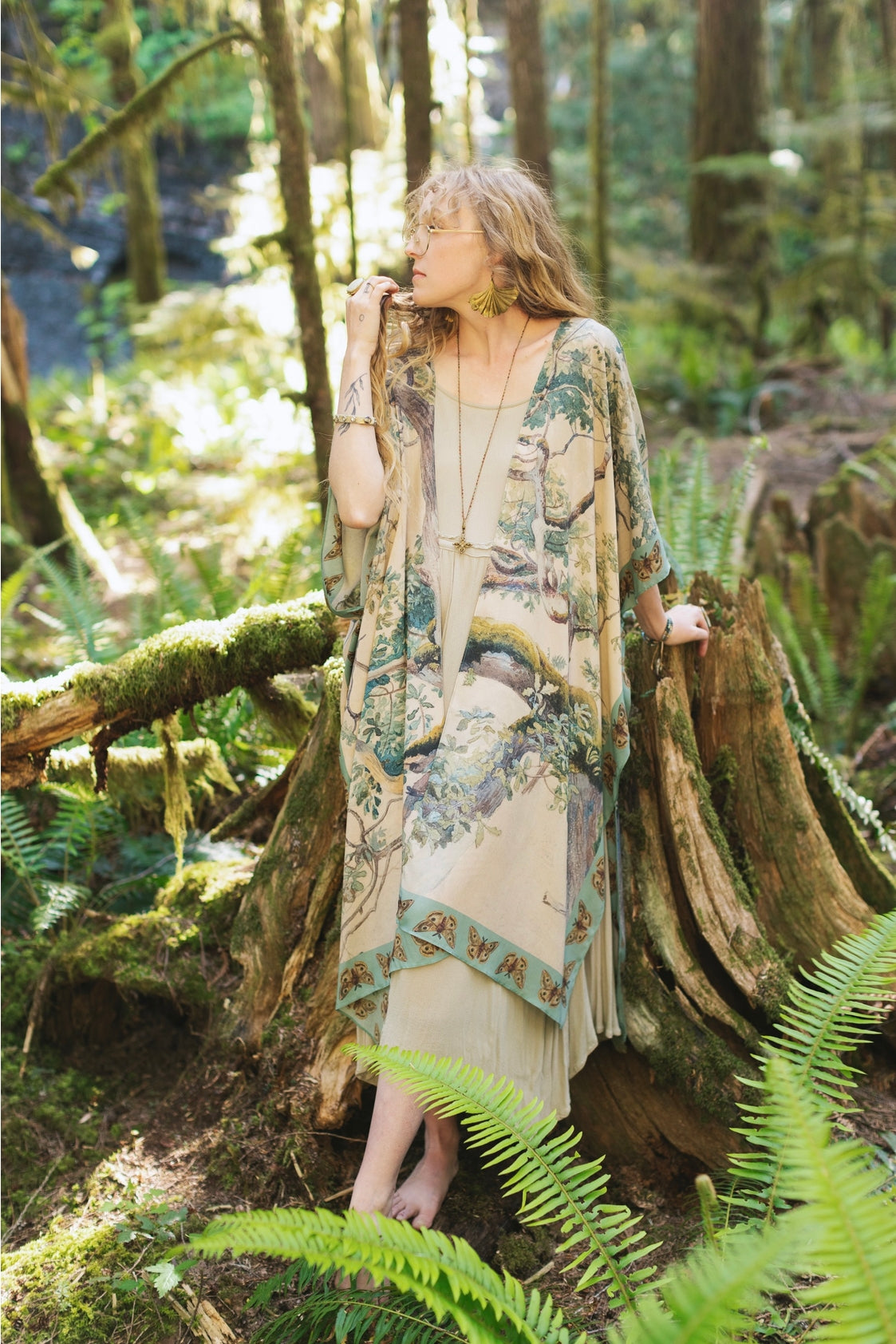Market Of Stars - ‘Earth and Sky’ Bohemian Goddess Starduster Kimono W/Trees