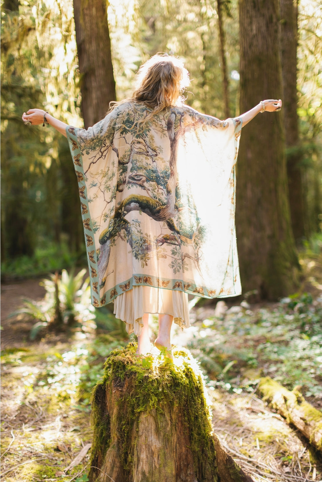 Market Of Stars - ‘Earth and Sky’ Bohemian Goddess Starduster Kimono W/Trees