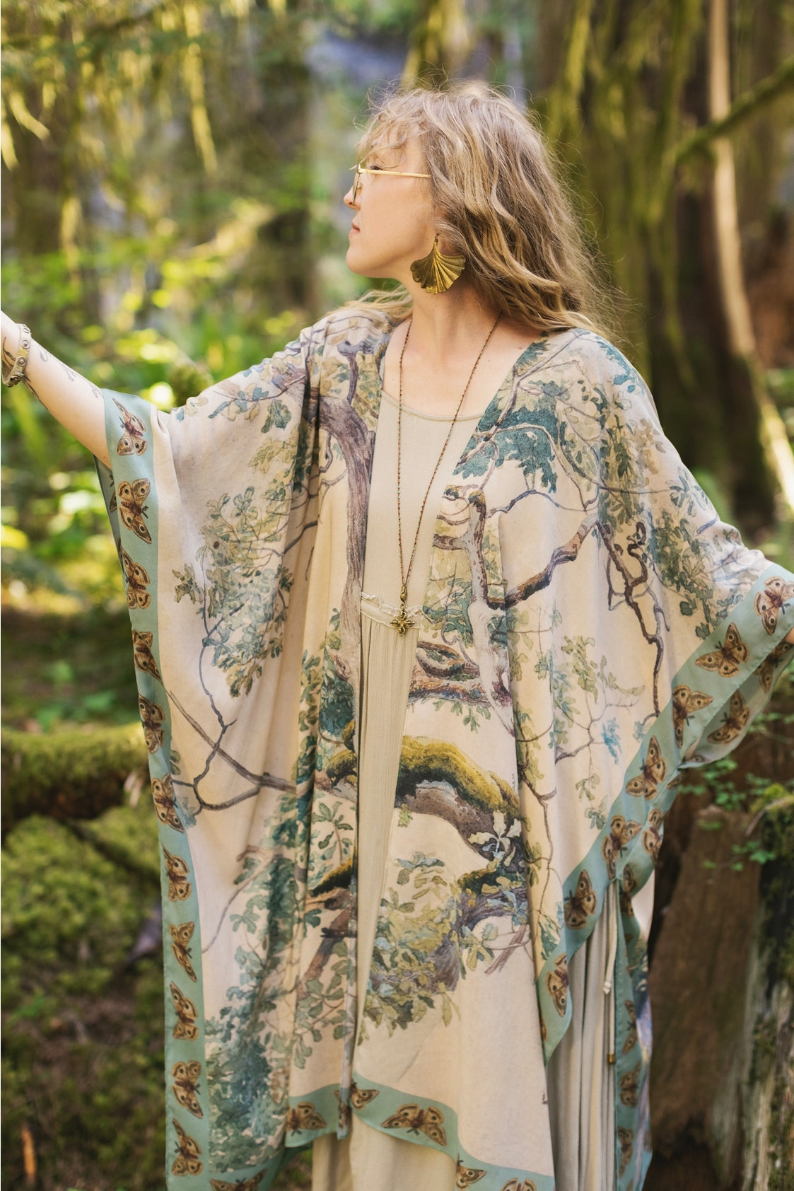 Market Of Stars - ‘Earth and Sky’ Bohemian Goddess Starduster Kimono W/Trees