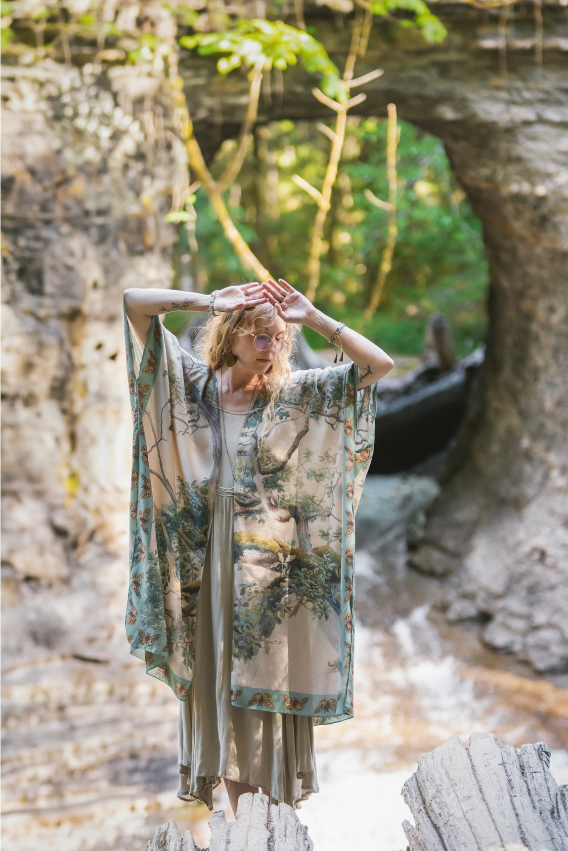 Market Of Stars - ‘Earth and Sky’ Bohemian Goddess Starduster Kimono W/Trees