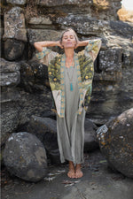 ‘Tree of Life’ Matinée Duster Kimono w/ Dove Mid-Length