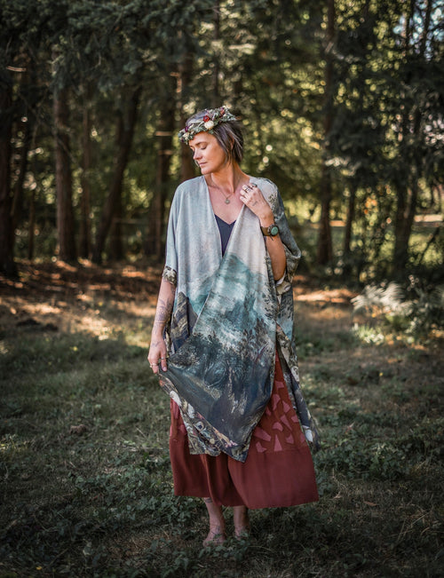 ‘Castles in the Air’ Bohemian Goddess Starduster Kimono Duster Mid-Length