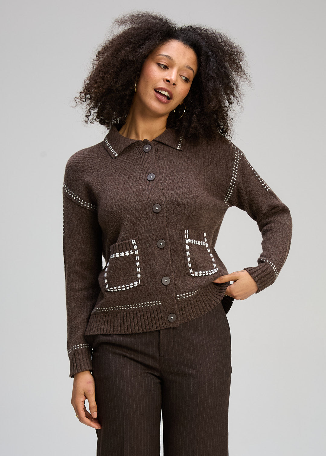 Zaket & Plover - Tailored Cardi - Cocoa