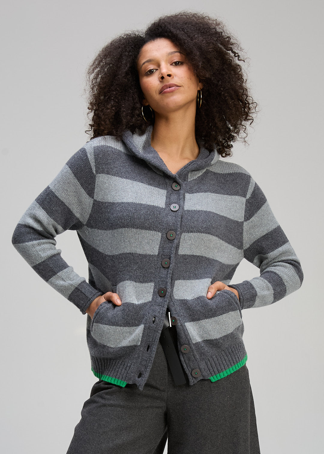 Zaket & Plover - Easy Stripes Hoodie Cardigan - Storm