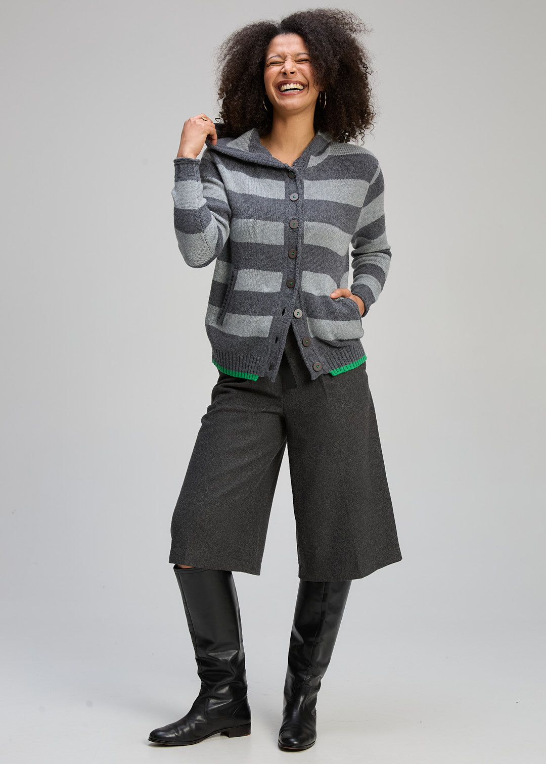 Zaket & Plover - Easy Stripes Hoodie Cardigan - Storm