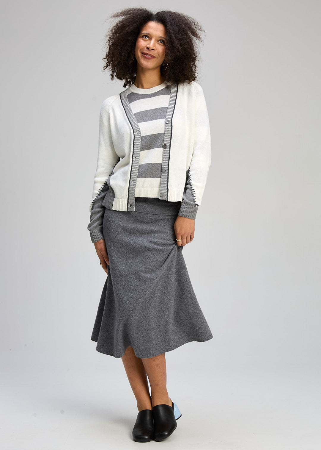 Zaket & Plover - Dual Stitch Cardi - Cloud