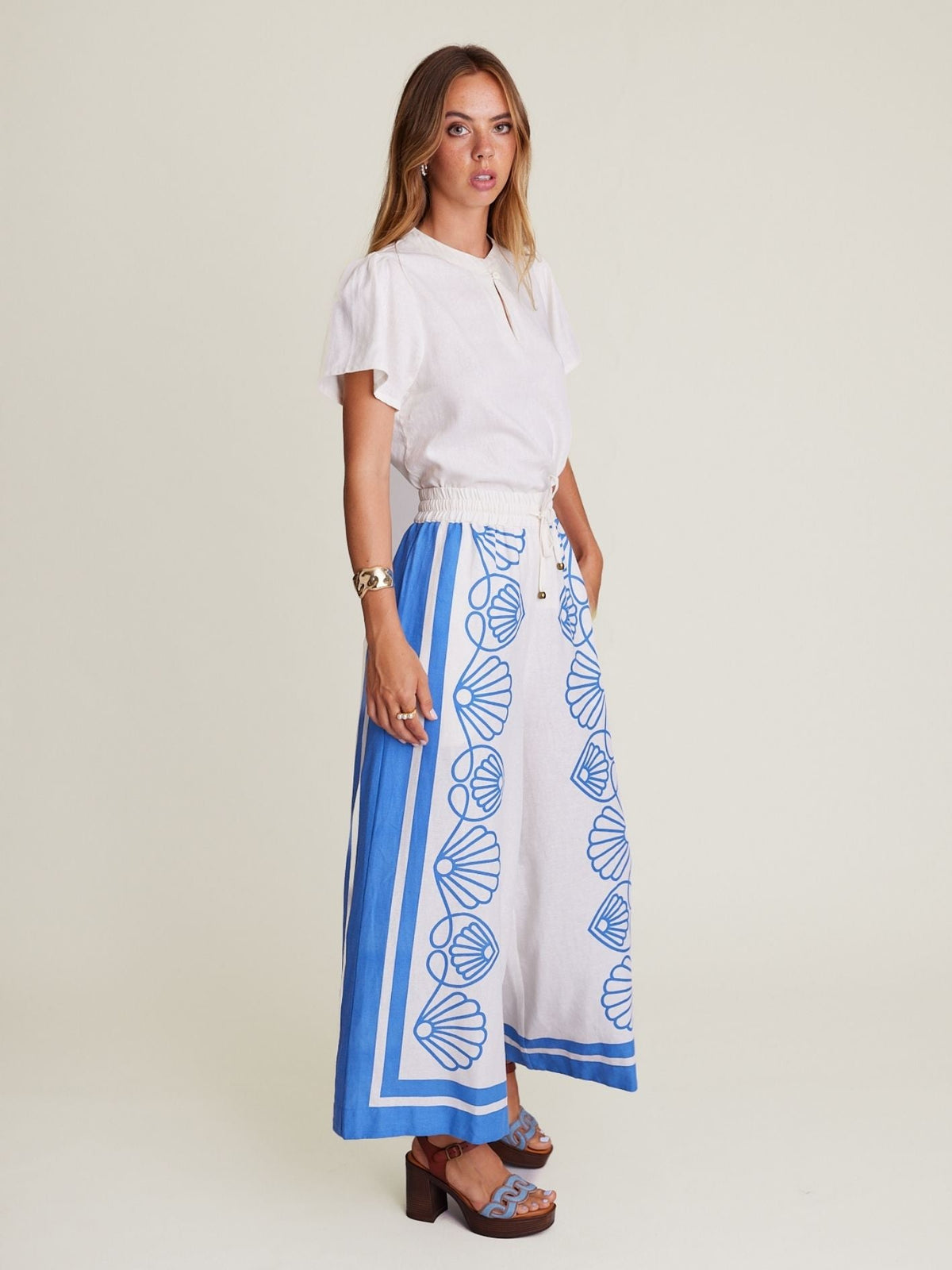 State Of Embrace Open Neck Blouse - Alabaster