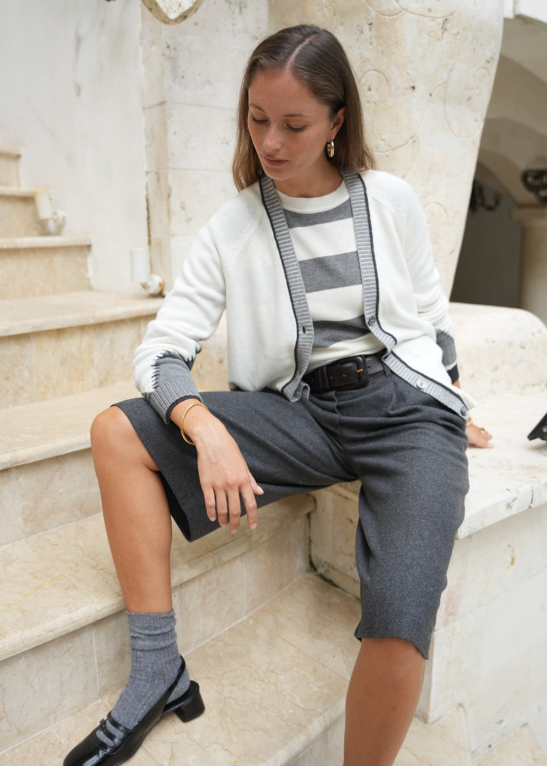 Zaket & Plover - Dual Stitch Cardi - Cloud