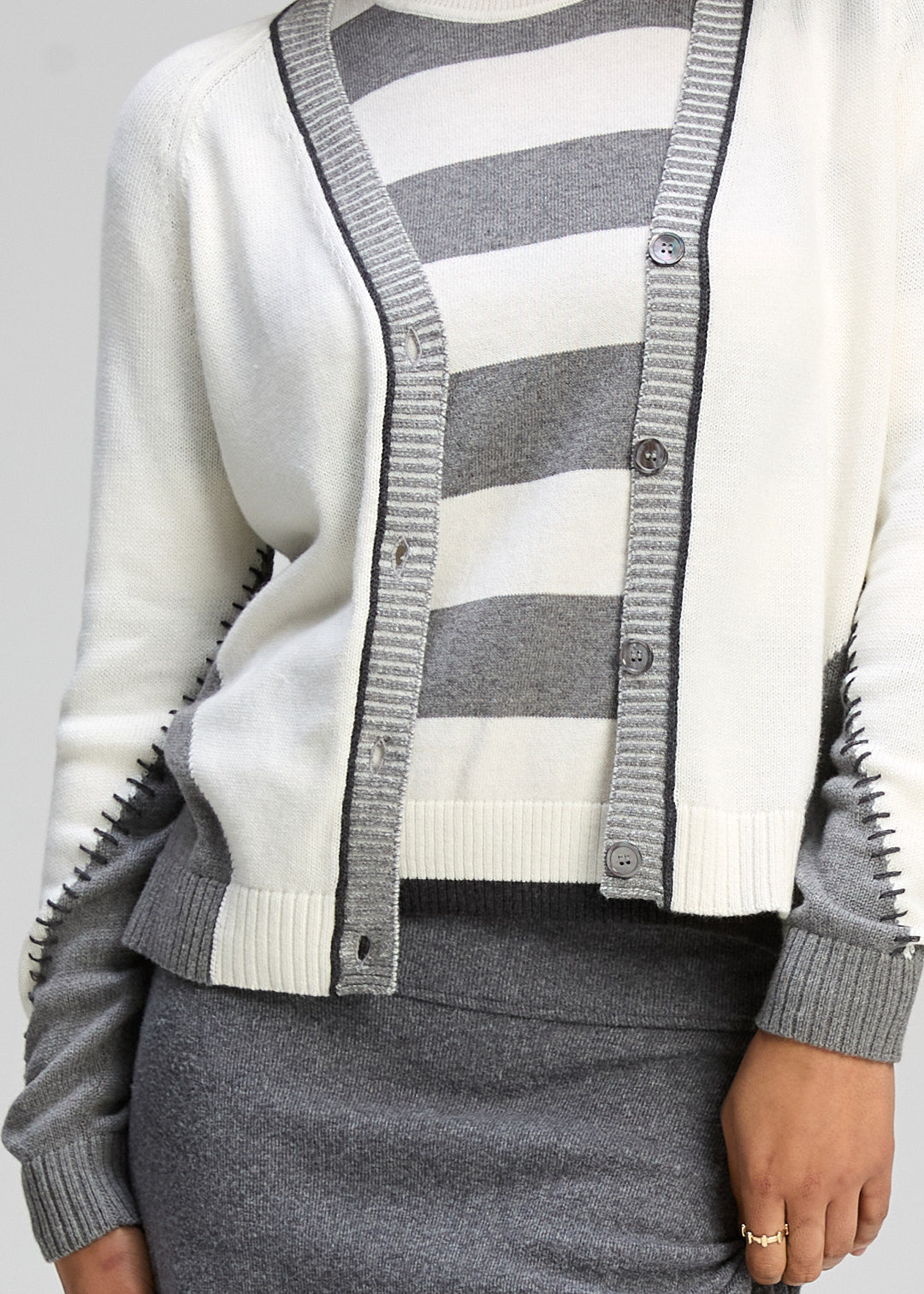 Zaket & Plover - Dual Stitch Cardi - Cloud