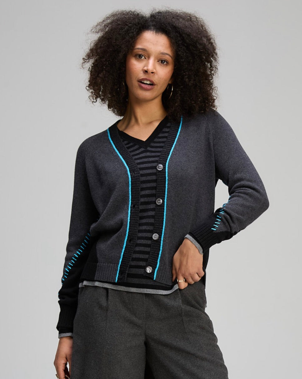 Zaket & Plover - Dual Stitch Cardi - Black