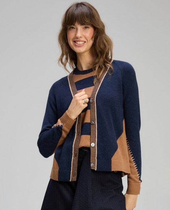 Zaket & Plover - Dual Stitch Cardi - Cinnamon