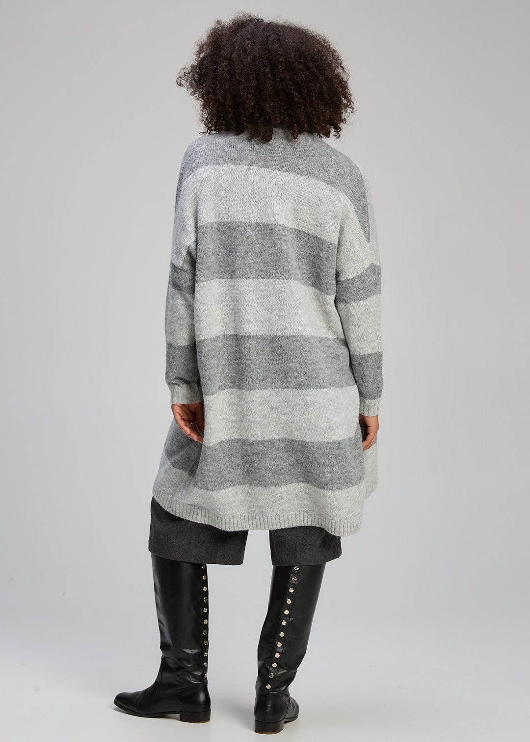 Zaket & Plover - LL Luxe Large Stripe Long Cardi - Dove