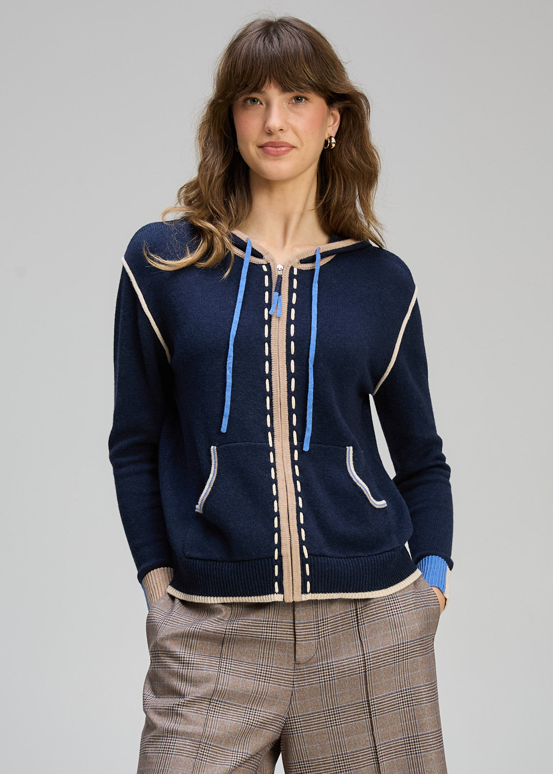 Zaket & Plover - Threaded Zip Up Hoodie - DK Denim