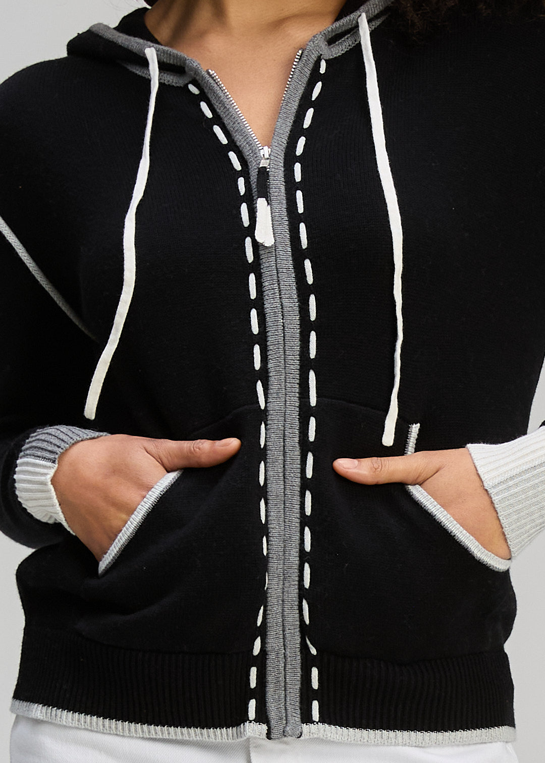 Zaket & Plover - Threaded Zip Up Hoodie - Black