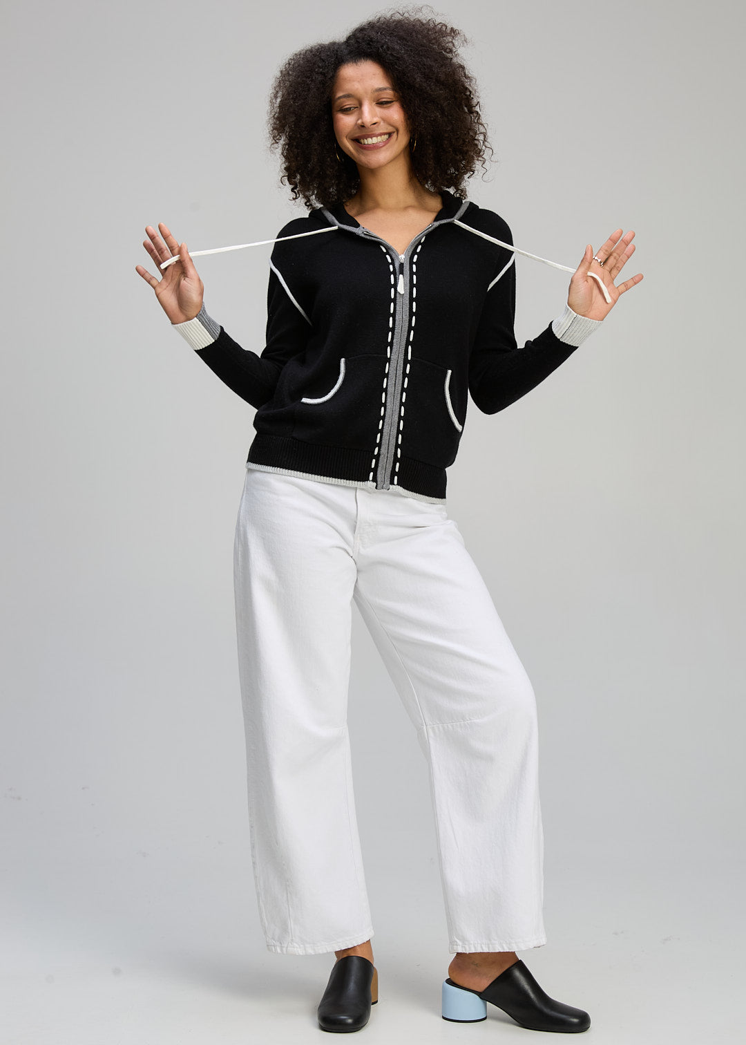 Zaket & Plover - Threaded Zip Up Hoodie - Black