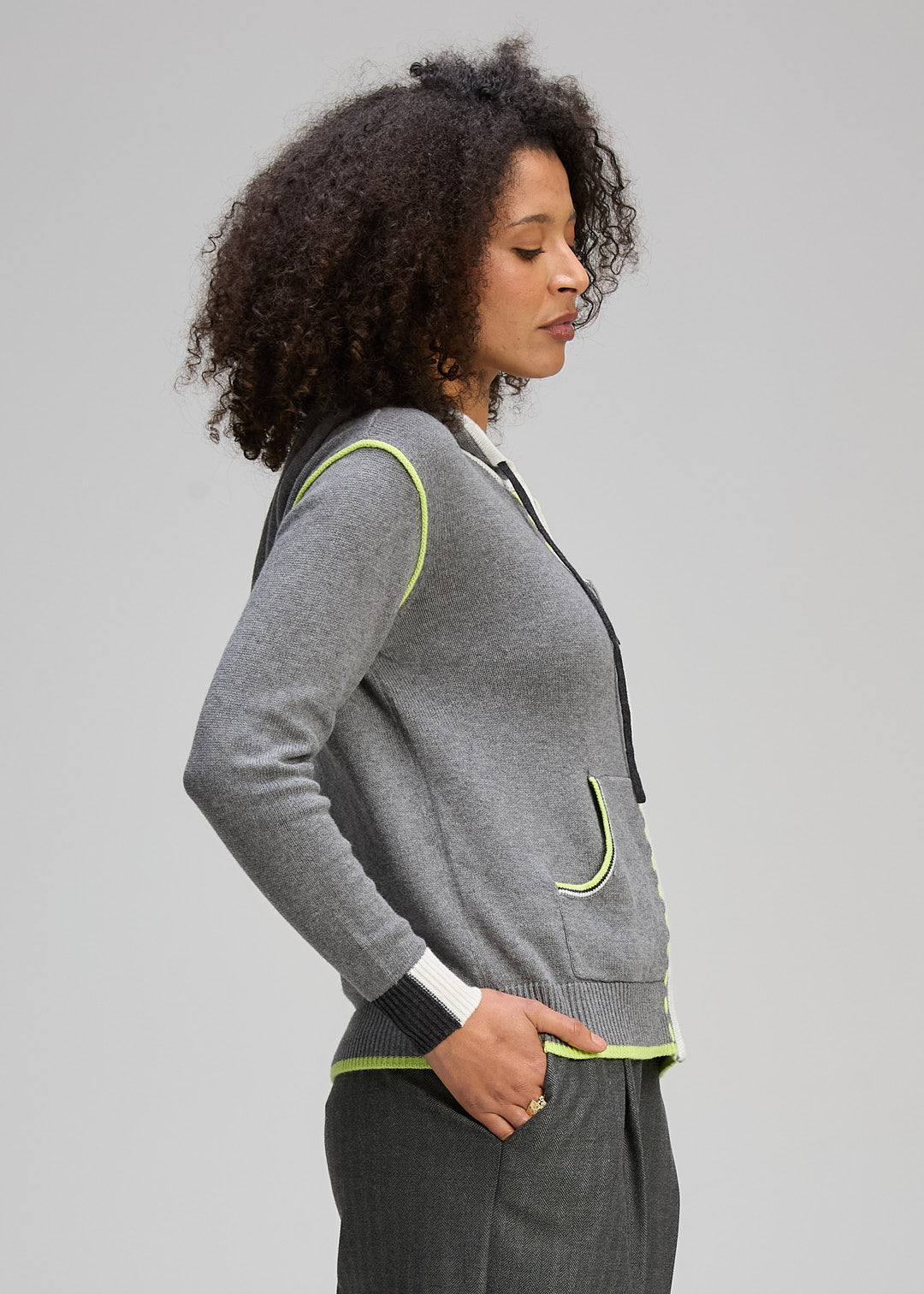 Zaket & Plover - Threaded Zip Up Hoodie - Cloud