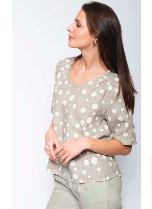 Blueberry Italia Spot Buttoned Back Top - Various Colours