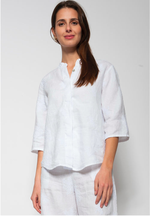 BlueBerry Italia Embroidered Linen Shirt - Various Colours