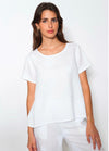 Blueberry Italia Embroidered Short Sleeve Top - White.