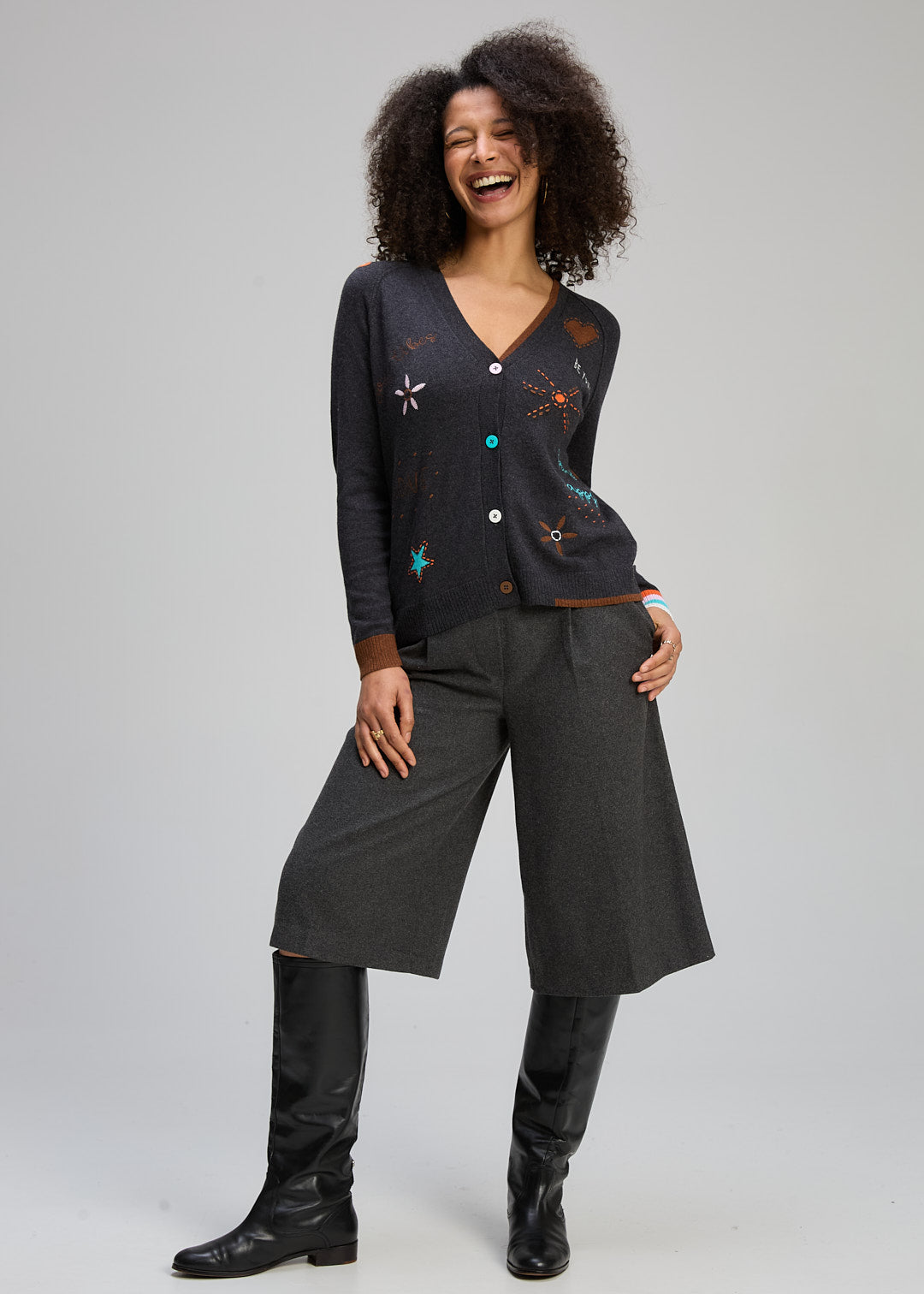 Zaket & Plover - Good Energy Cardi - Charcoal