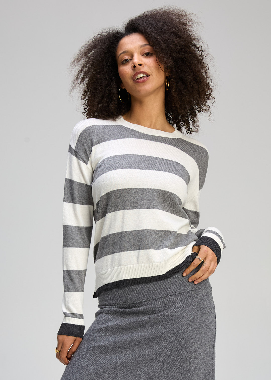 Zaket & Plover - Stripe Clash Jumper - Ecru