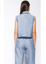 Blueberry Italia Linen Chambray Vest - Denim