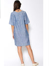 Blueberry Italia Linen Batton Back Dress - Navy