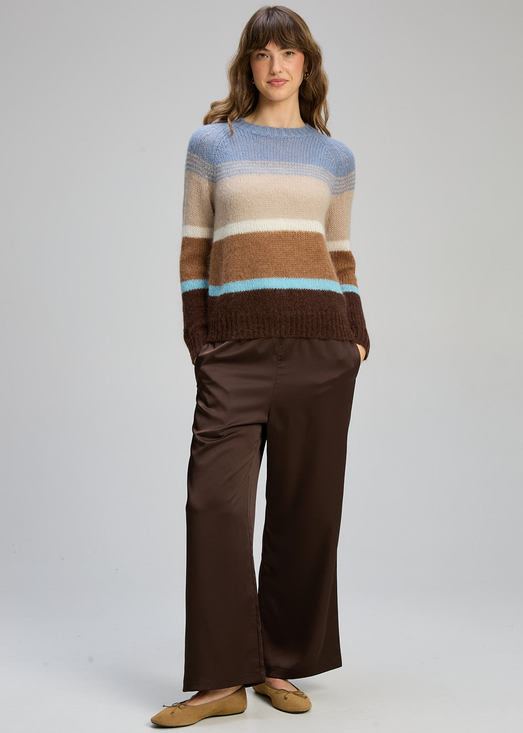 Zaket & Plover - Kid Mohair Lines Crew Jumper - Driftwood