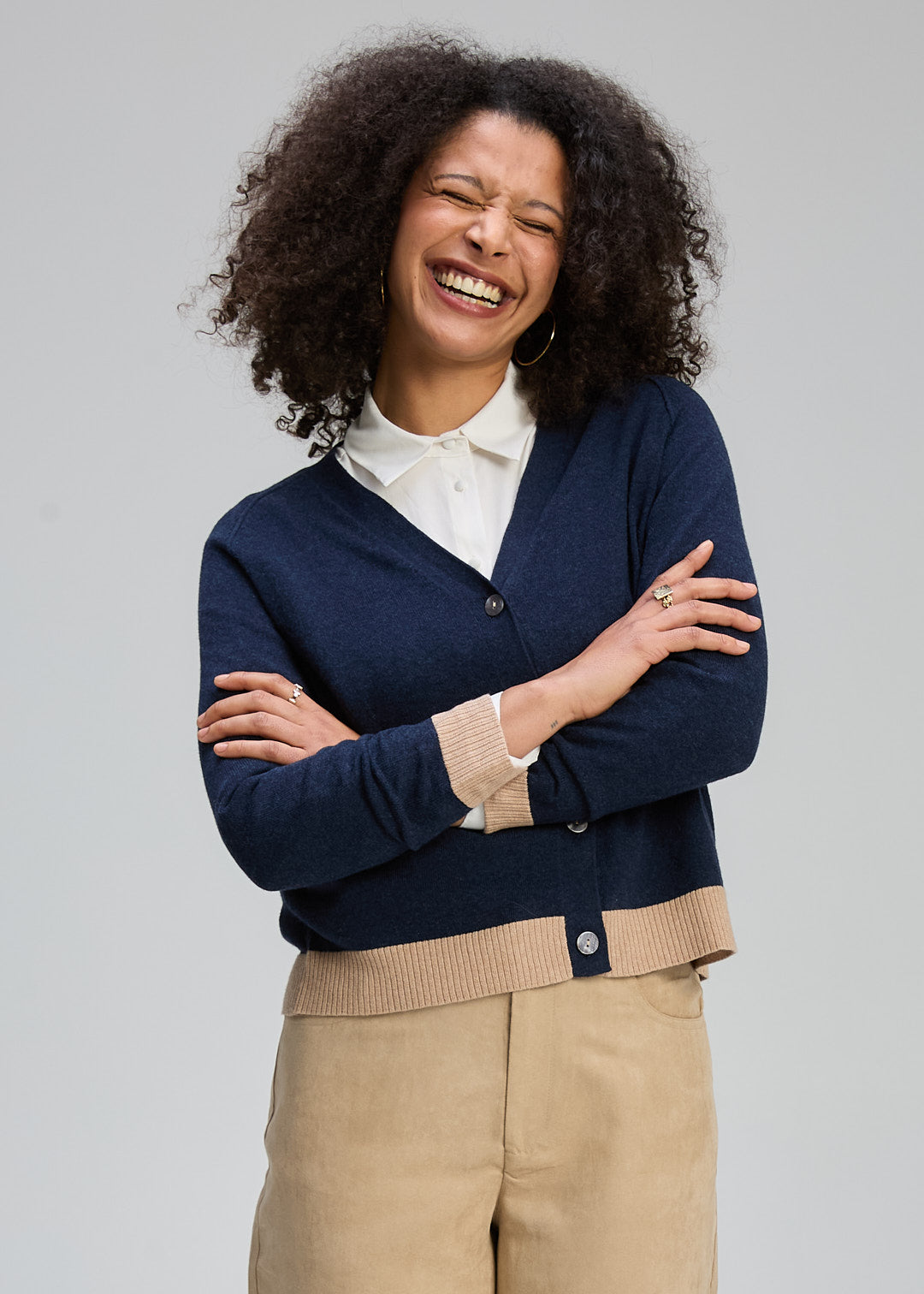 Zaket & Plover - V Neck Essential Cardi - DK Denim