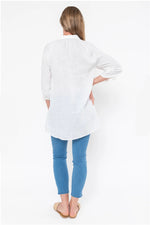 Jump Tie Sleeve Linen Tunic Shirt - White - Sizes 10, 20